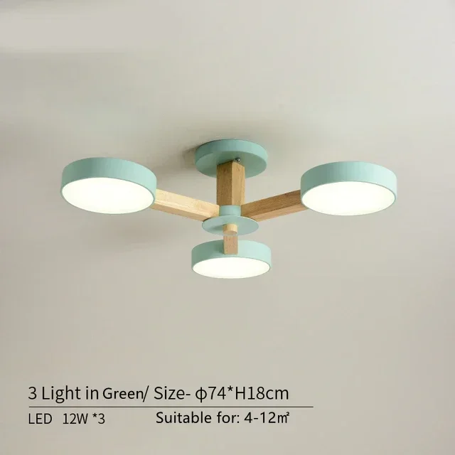 

Деревянный потолочный светильник LED 3/6/8 ламп 220В