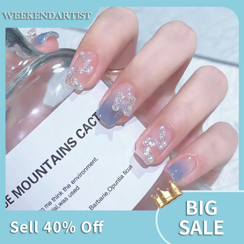 

24pcs/Box Fresh Floral Almond False Nails Press On Nails Detachable Fake Nail Tip Purple with Design Manicure Patches