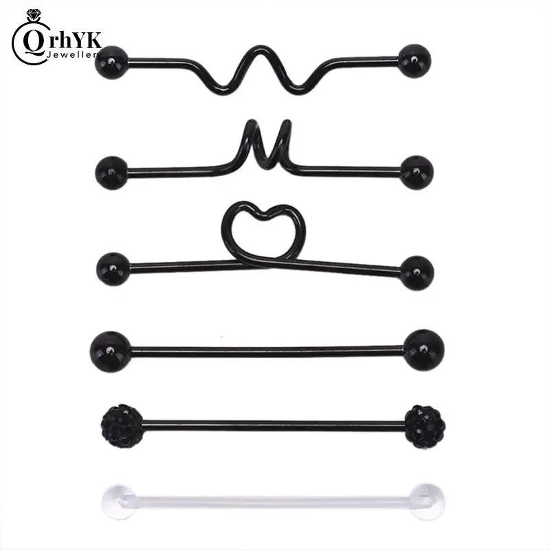 6 шт./компл. Горячая новинка модные промышленные серьги-штанги Сердце Стрела