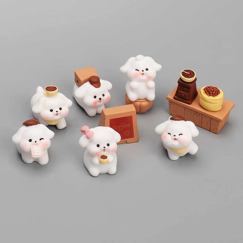 6-11 шт. семейная фигурка белой собаки с героями мультфильмов домашний сад бонсай