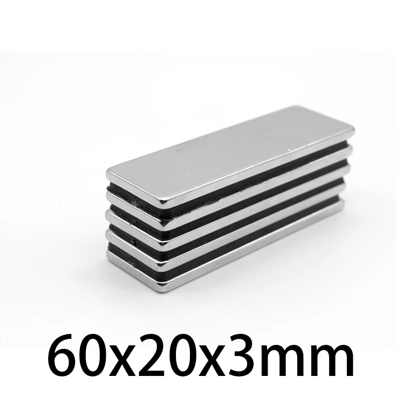 

1/2/5/10/15PCS 60x20x3mm Block Strong Powerful Magnets 60x20x3 Rare Earth Neodymium Magnet N35 Permanent NdFeB Magnet 60*20*3