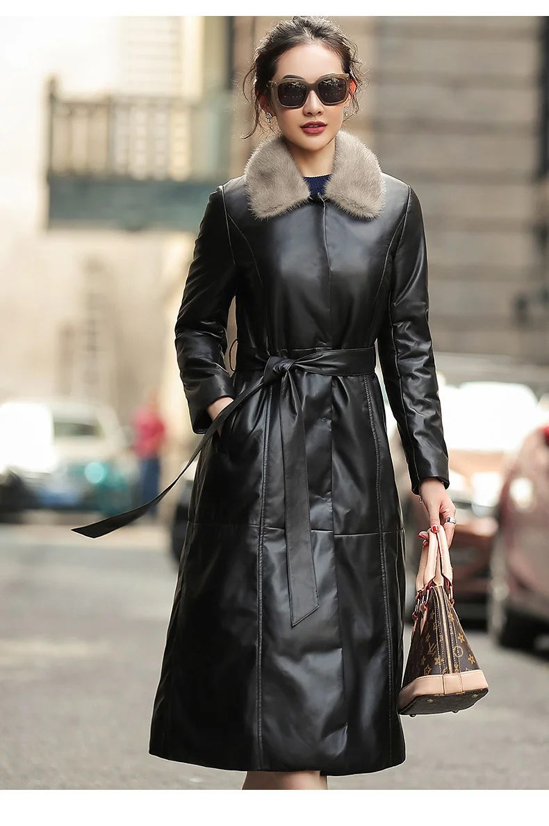 2023 женская кожаная куртка пальто из натуральной овчины женские зимние парки