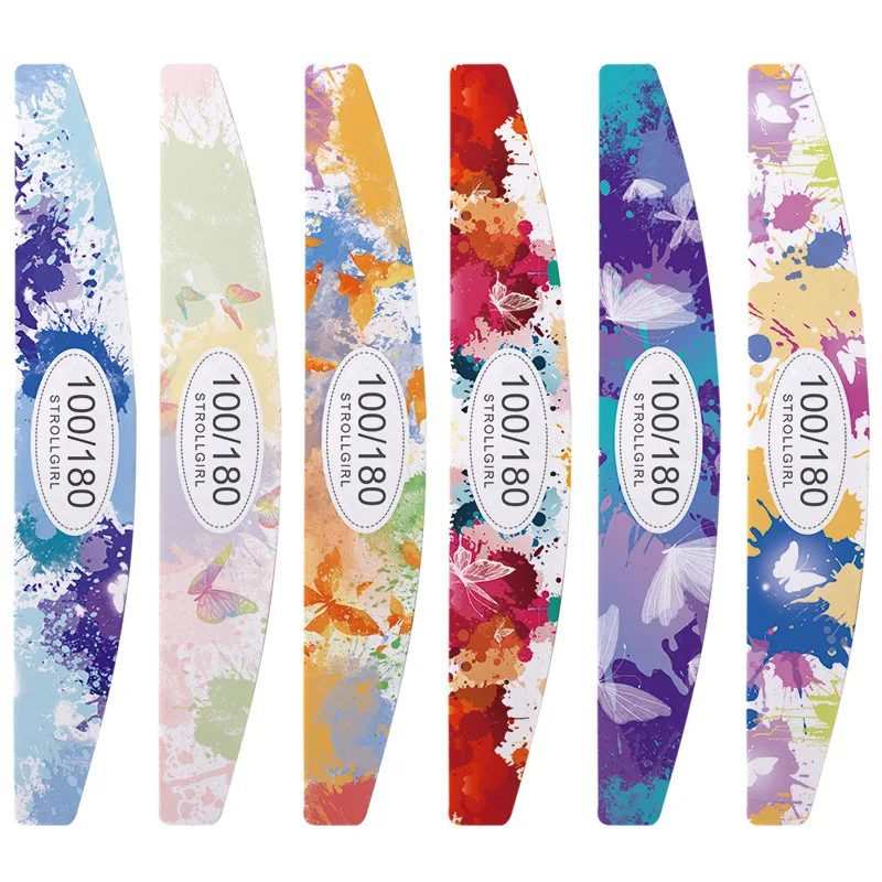 

25 шт./партия, двусторонние пилки для ногтей с принтом бабочек