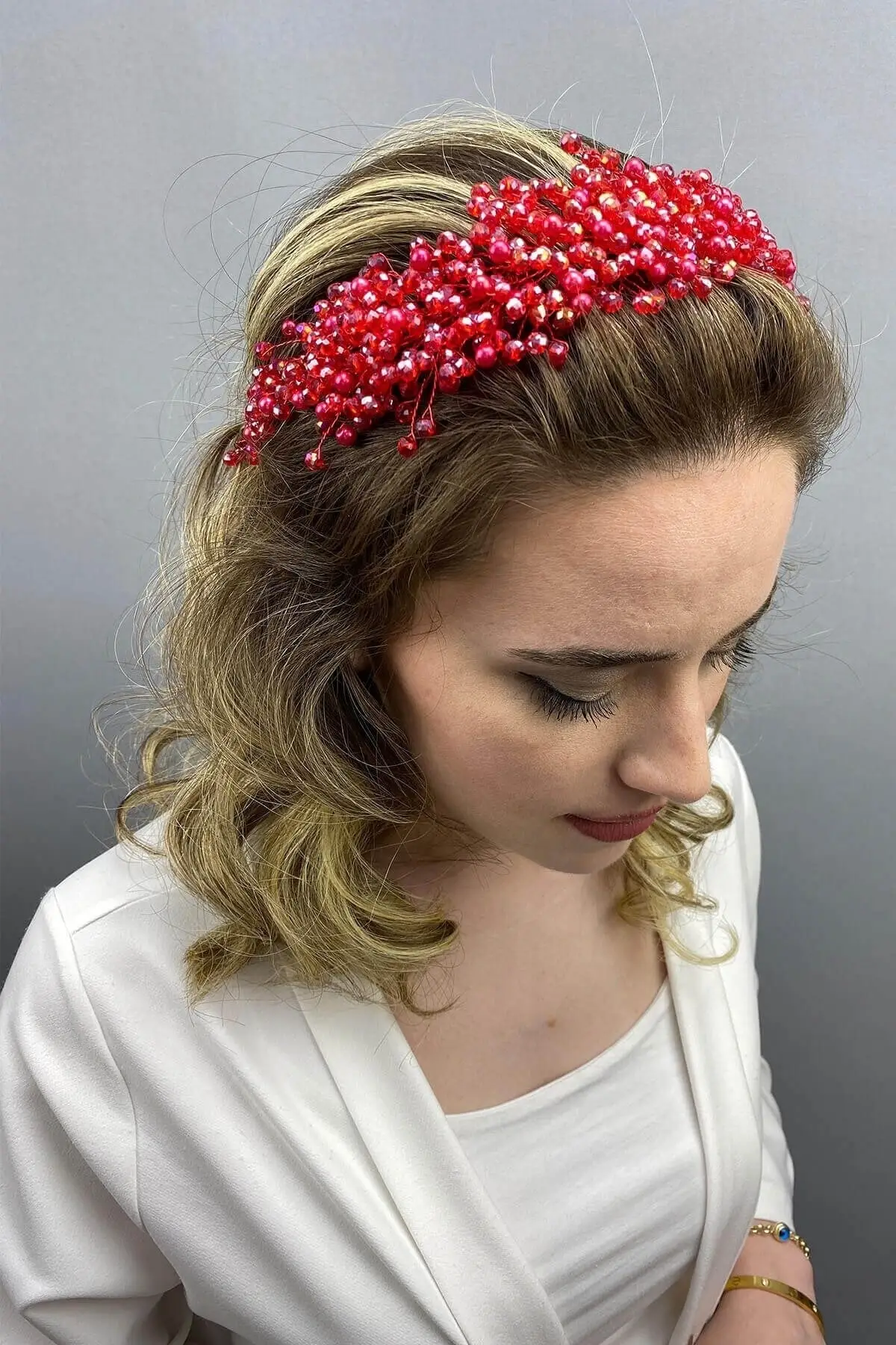 

Bridal Accessories Red Model Bride Crown Wedding Handmade For Bride And Bride