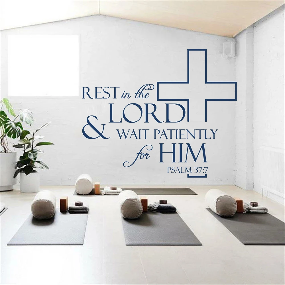 

Psalm 37：7 Wall Stickers Christian Bible Verse Quotes Decals Removable Vinyl Murals For Home Church School Decor Murals HJ1678