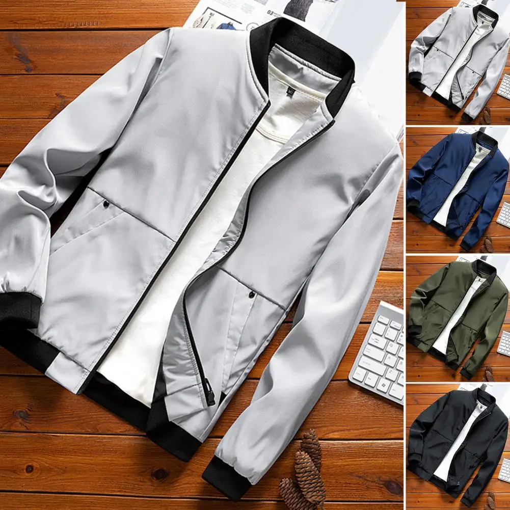 

Fine Stitching Spring Autumn Zipper Pockets Jacket Coat for Daily Wear
