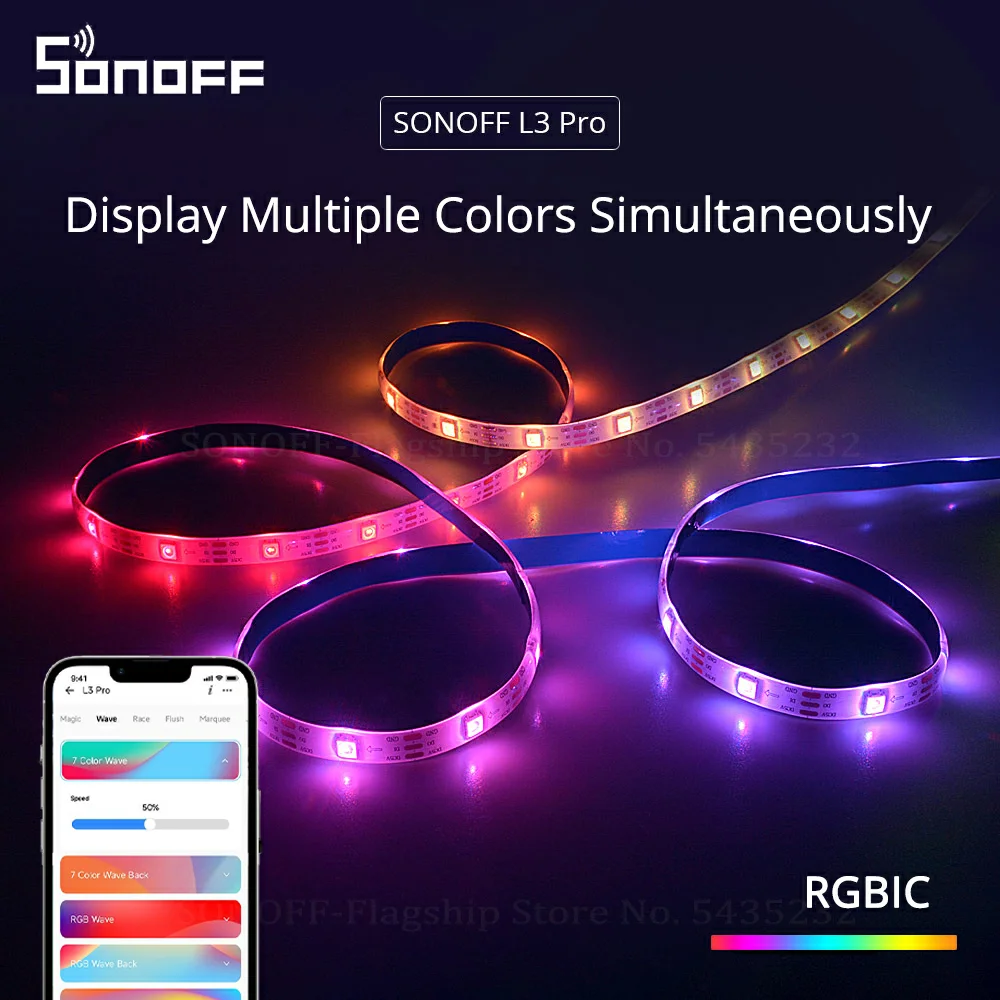 Умная светодиодная ленсветильник SONOFF L3 Pro с поддержкой Wi-Fi и RGBIC |