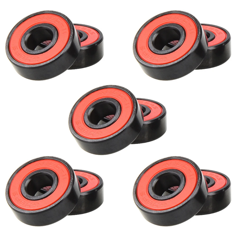 

10pcs Skateboard Longboard Skates Bearings 608-2RS 8x22x7mm Black Steel For Skateboards Inline Skates Scooters Parts