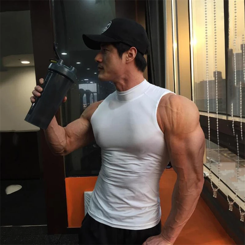 

Top Fitness Sleeveless Clothing Bodybuilding Tight Compression Vests Sports Men Muscle Gym Shirt Tank Tank Tops Man Workout Mens