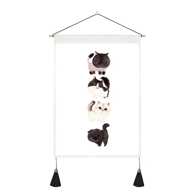 

Cartoon Cute Cat Ins Background Cloth Animal Decorative Wall Rectangular Simple Hanging Cloth Bedroom Bedside Backdrop Tapestry