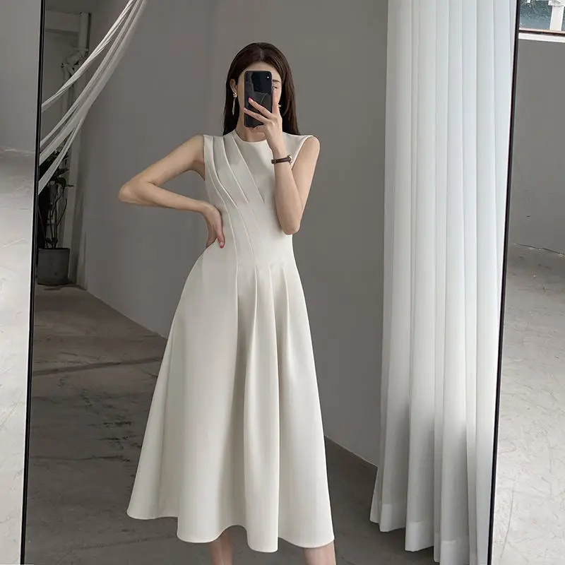 

Dresses for Women 2022 Korean Elegant Women Dress Summer Sleeveless Casual Party Midi Dress Ladies Slim Office Style Clothing