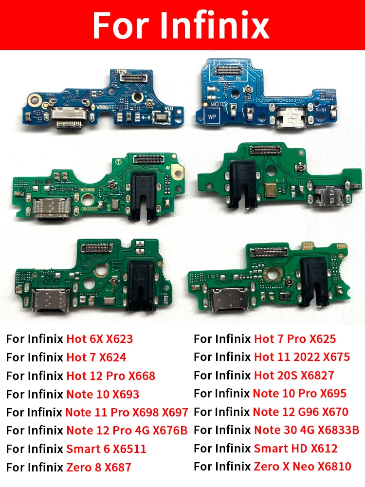 USB-порт для зарядного устройства Infinix Hot 6X 7 Pro 11 12 20S Note 10 30 Smart 6 HD Zero 8 X Neo X6810 X687 X612 X6511