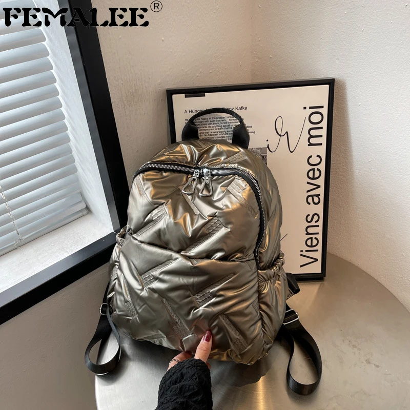 

Winter Ultralight Warm Space Down Backpack Students School Backpacks for Women Fashion Trend Lightweight Cotton Puff Travel Bags