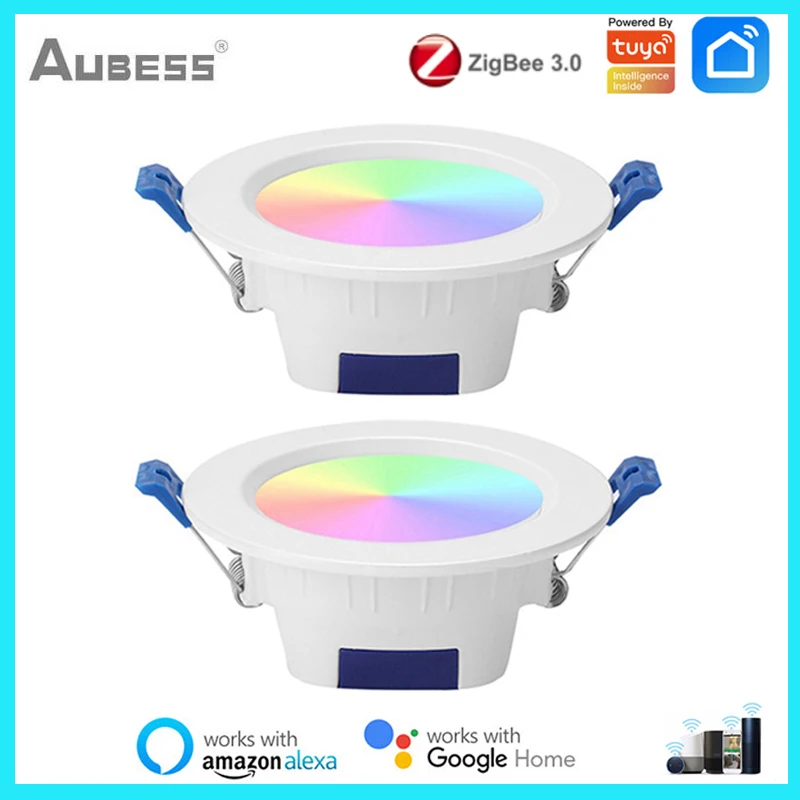 

Tuya Zigbee LED Downlights Led Ceiling Lamp LED Spot Light Lamp Dimming RGB Change Warm Cool Light Work With Alexa Google Home