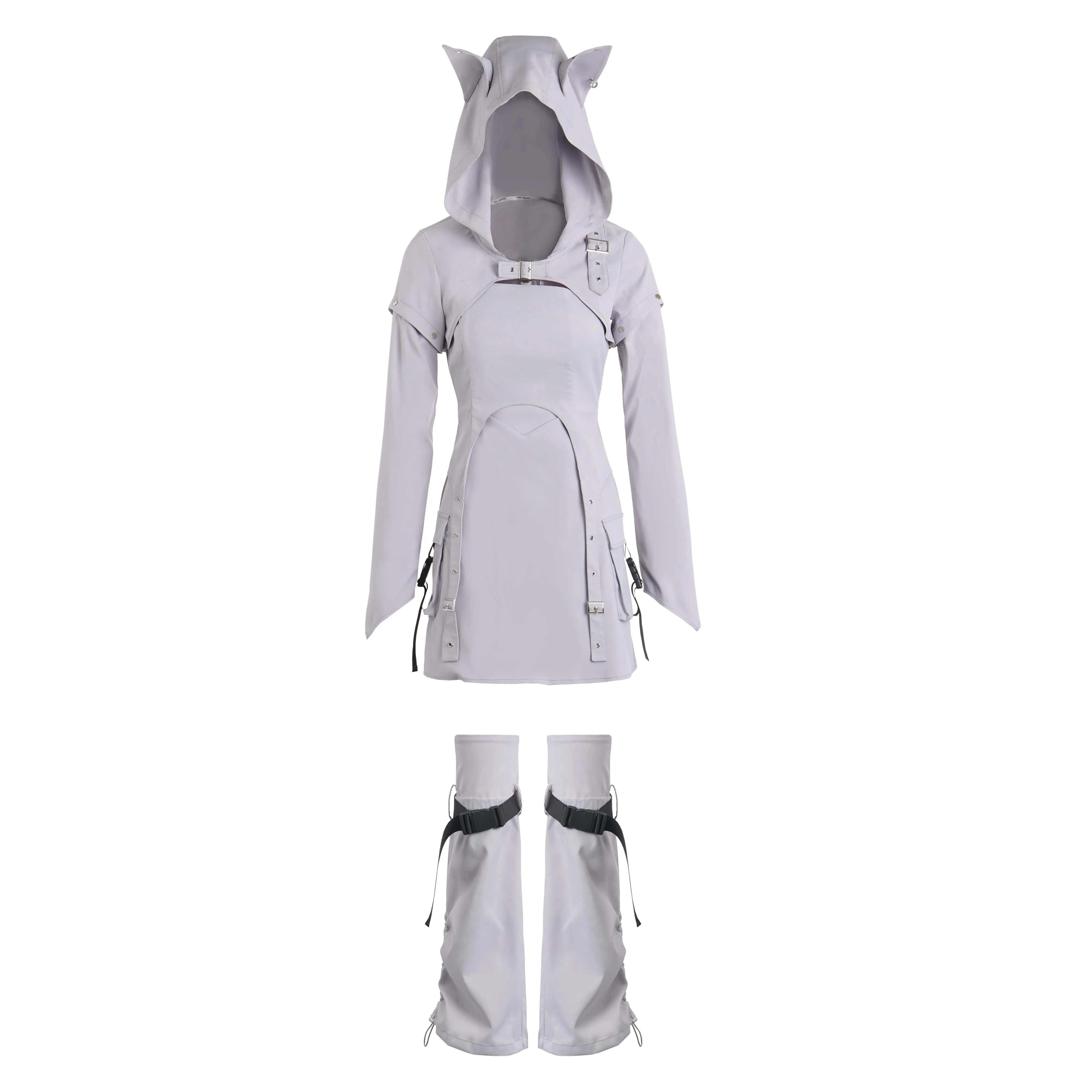 Оригинальный дизайнерский женский костюм с капюшоном волчьи уши короткий топ