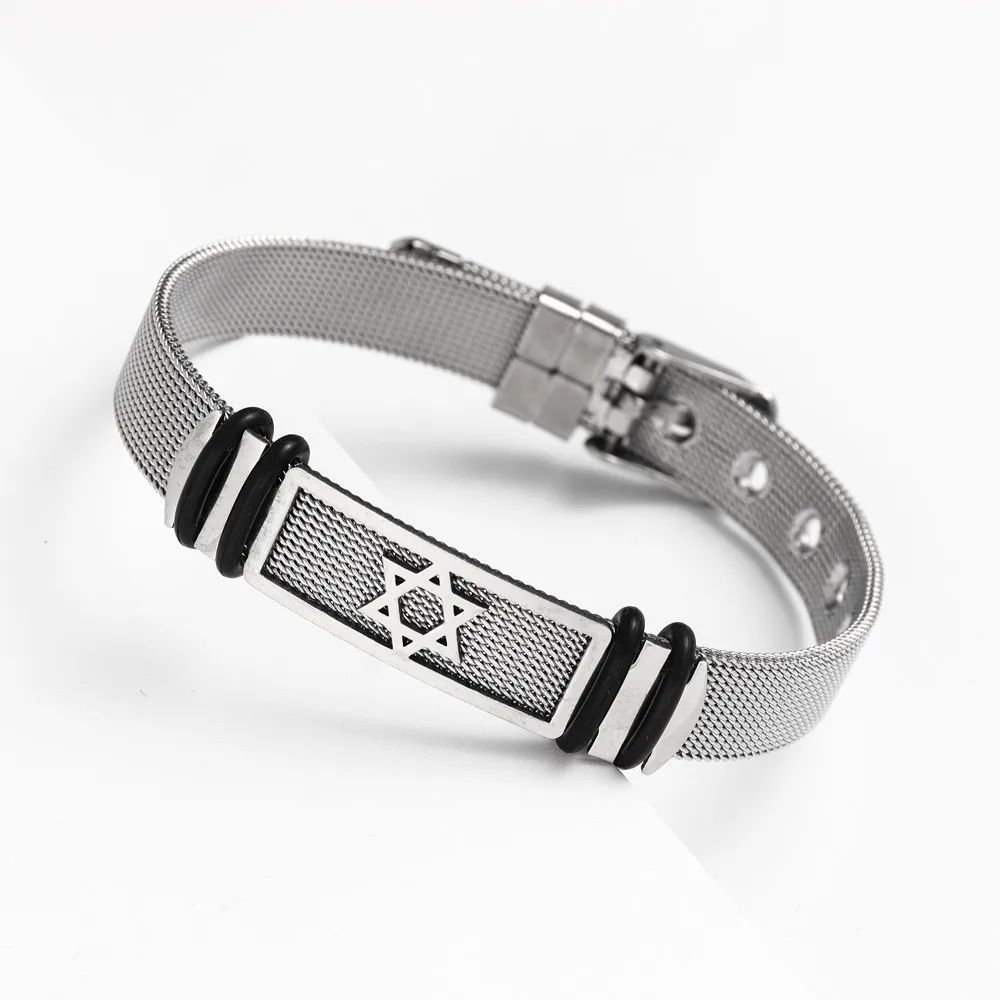 Новый простой металлический браслет из нержавеющей стали с шестиконечными