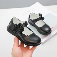 2022 spring new chic solid black dress mary janes with lace round toe cute sweet princess soft flower children fashion flat shoe