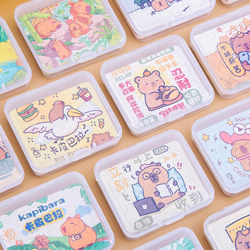 5/15box (5pcs/box) Cartoon Animal Capybara Paper Puzzle Children Birthday Party Favors School Prize Pinata Educational Toy Gifts |