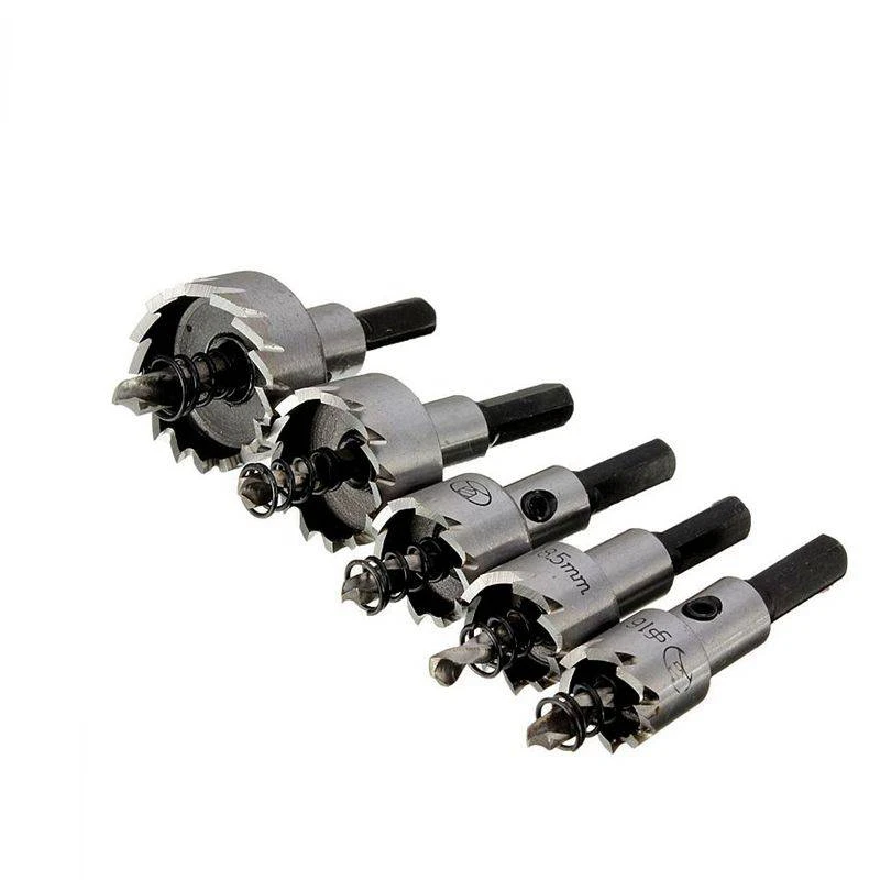 

5Pcs Carbide Tip HSS Drill Bit Saw Set Metal Wood Drilling Hole Cut Tool for Installing Locks 16/18.5/20/25/30mm Woodworking