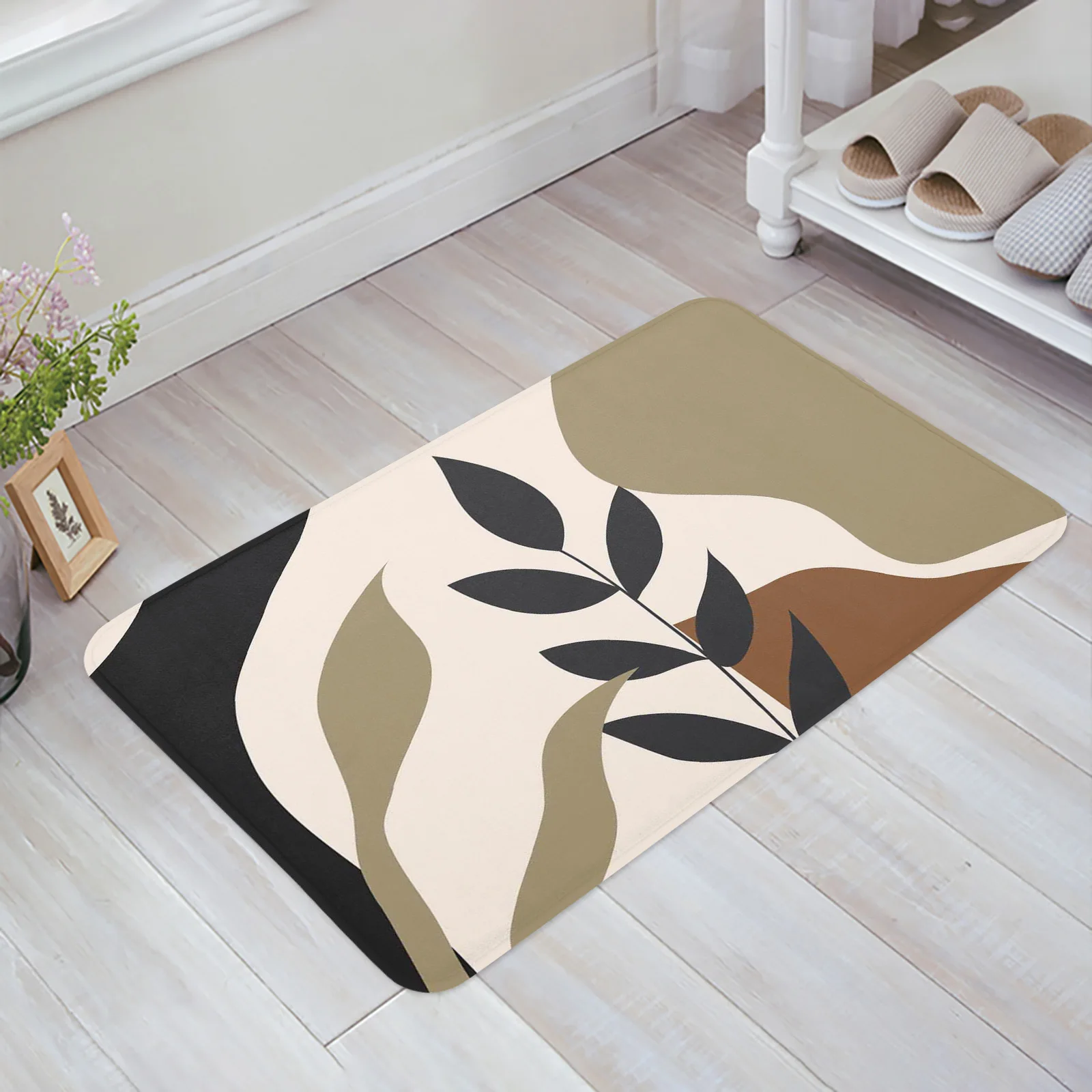 

Tropical Leaves Silhouette Color Entrance Door Mat Bedroom Kitchen Bathroom Mat Non-slip Door Mat Personality Home Decor
