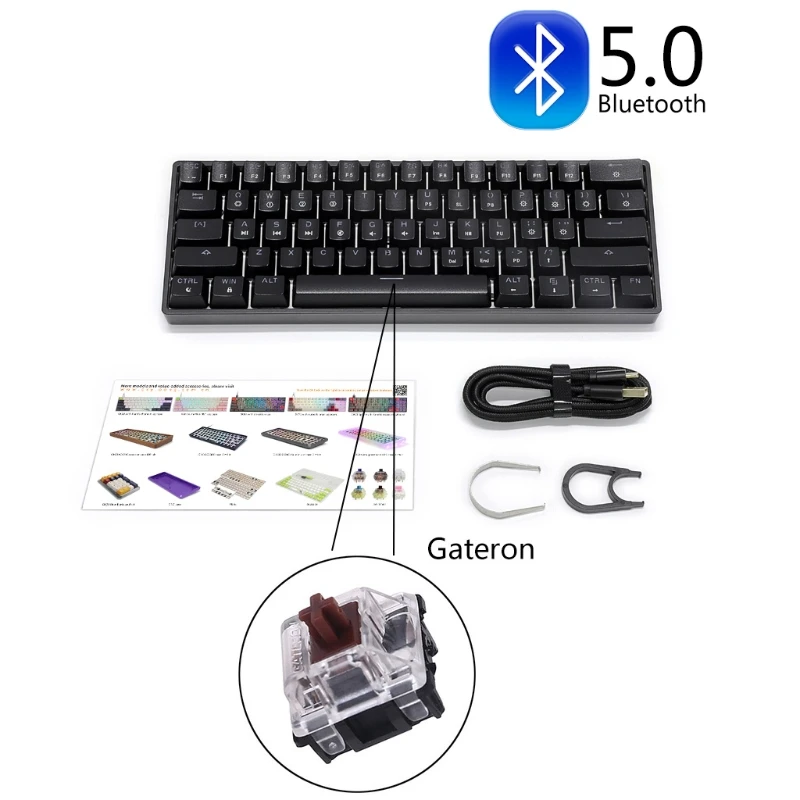 61 клавиша Беспроводная 60% клавиши Gateron оптический переключатель RGB подсветка программируемая Механическая игровая клавиатура Gateron оптическая