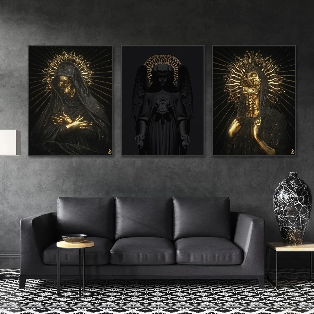 

Skull Angel Figure Art Canvas Painting Dark Gothic Posters And Prints Pictures Wall Art Paintings For Living Room Home Decor
