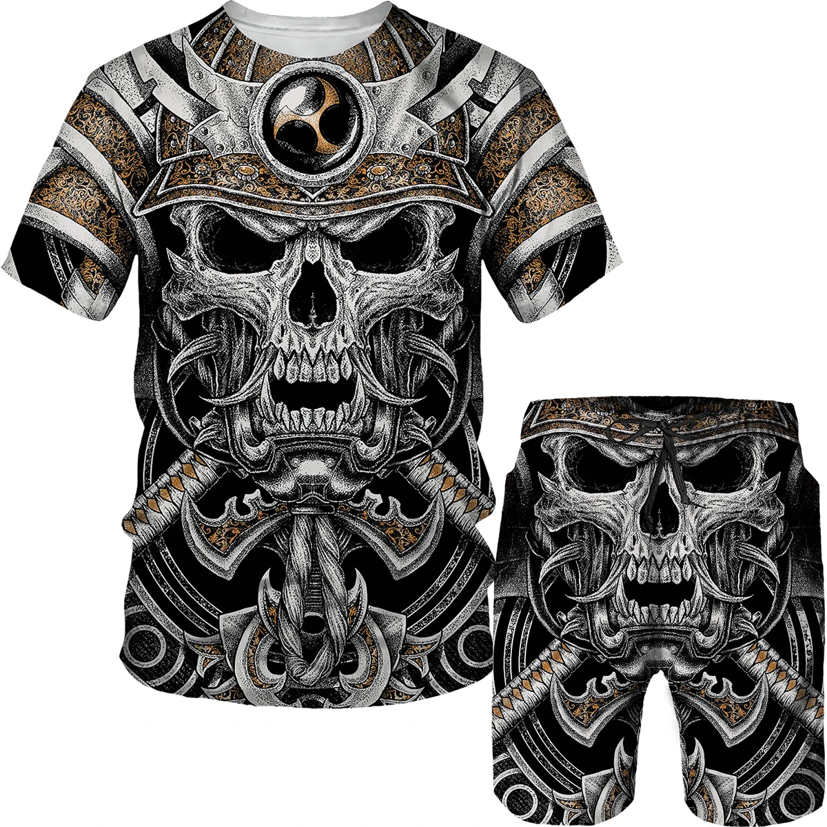 New Summer Skull Series T Shirt Sets Jogging Short Sleeve High Quality Suit Men Tracksuit 3D Printed Casual Harajuku Clothes 6XL images - 6