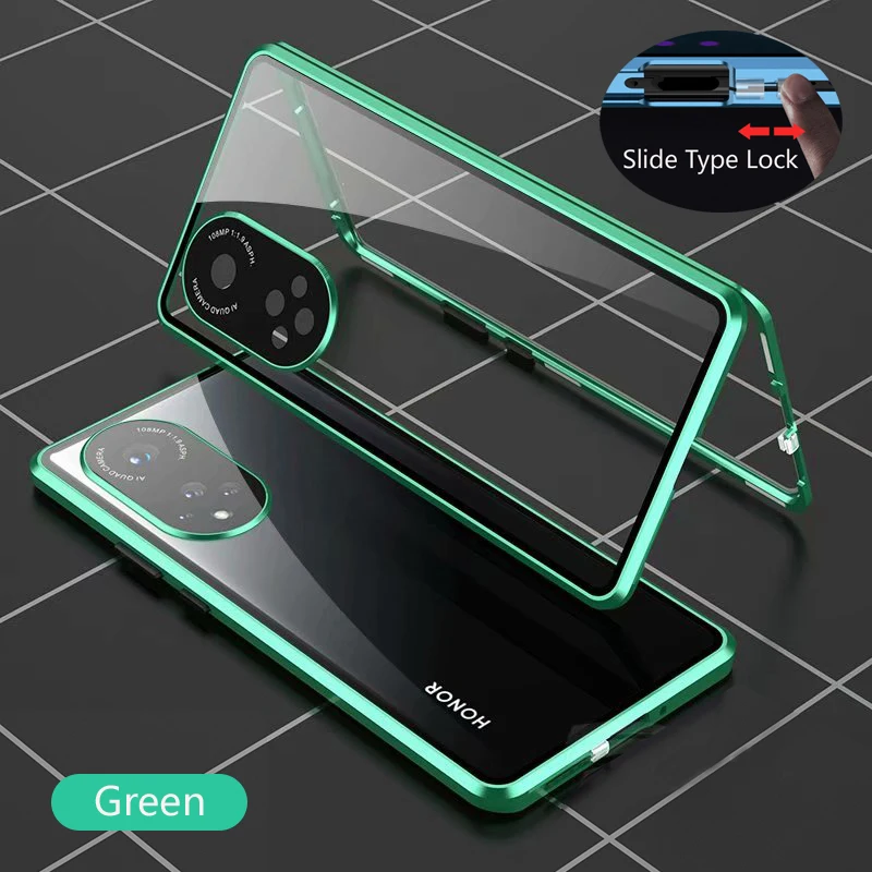 

Magnetic Anti-drop Phone Case Double Sided Glass Snap Buckle For Honor X8 X9 X9A 5G X6 Case Shockproof Camera Lens Protection