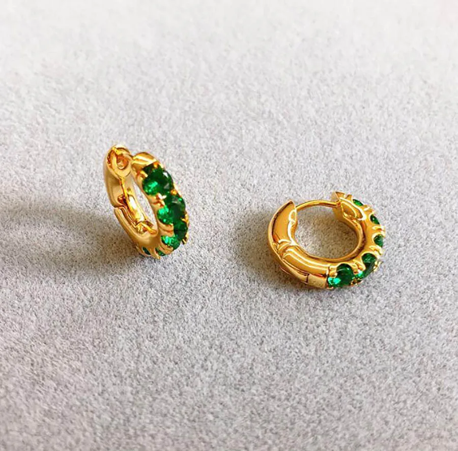 

New style color zircon round earrings for women European fashion high-end simple elegant women classic fashion jewelry