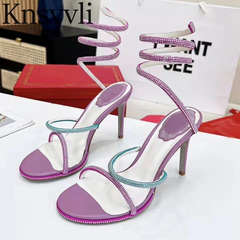 

Стразы женские сандалии-гладиаторы на высоком каблуке туфли для невесты женские летние сандалии с кристаллами на щиколотке сексуальные же...