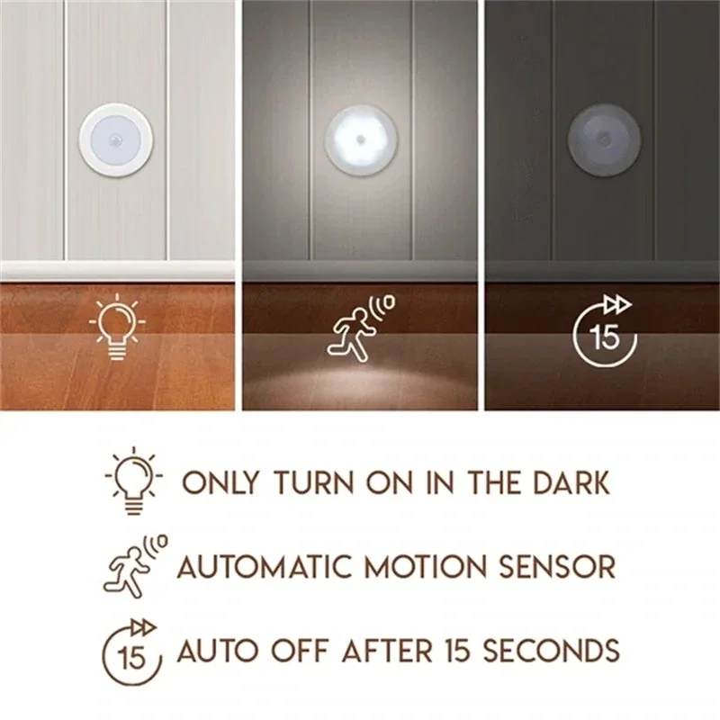Magnetic Motion Sensor Night Light LED Wall Lamp Intelligent Infrared Induction USB Rechargeable Bedroom Energy Saving Lam |
