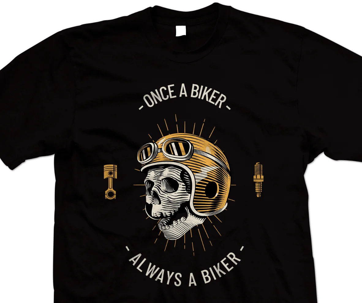 Байкерская мотоциклетная Футболка-Once a Biker always Biker-отличный подарок для байкера