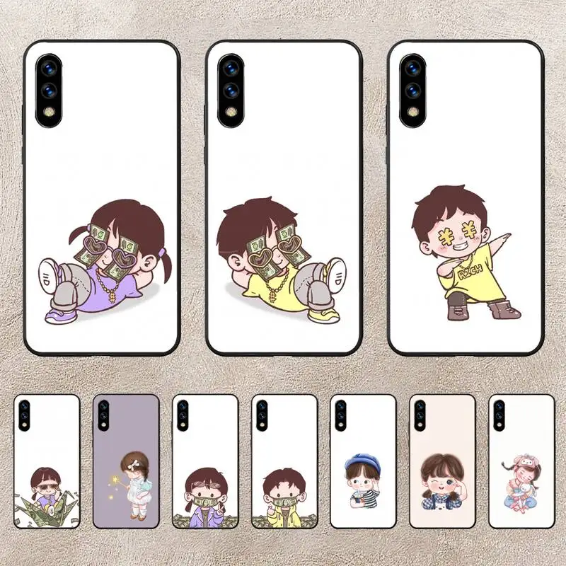 

Cute Little Girl Boy Phone Case For Huawei P10 P20 P30 P50 Lite Pro P Smart Plus Cove Fundas