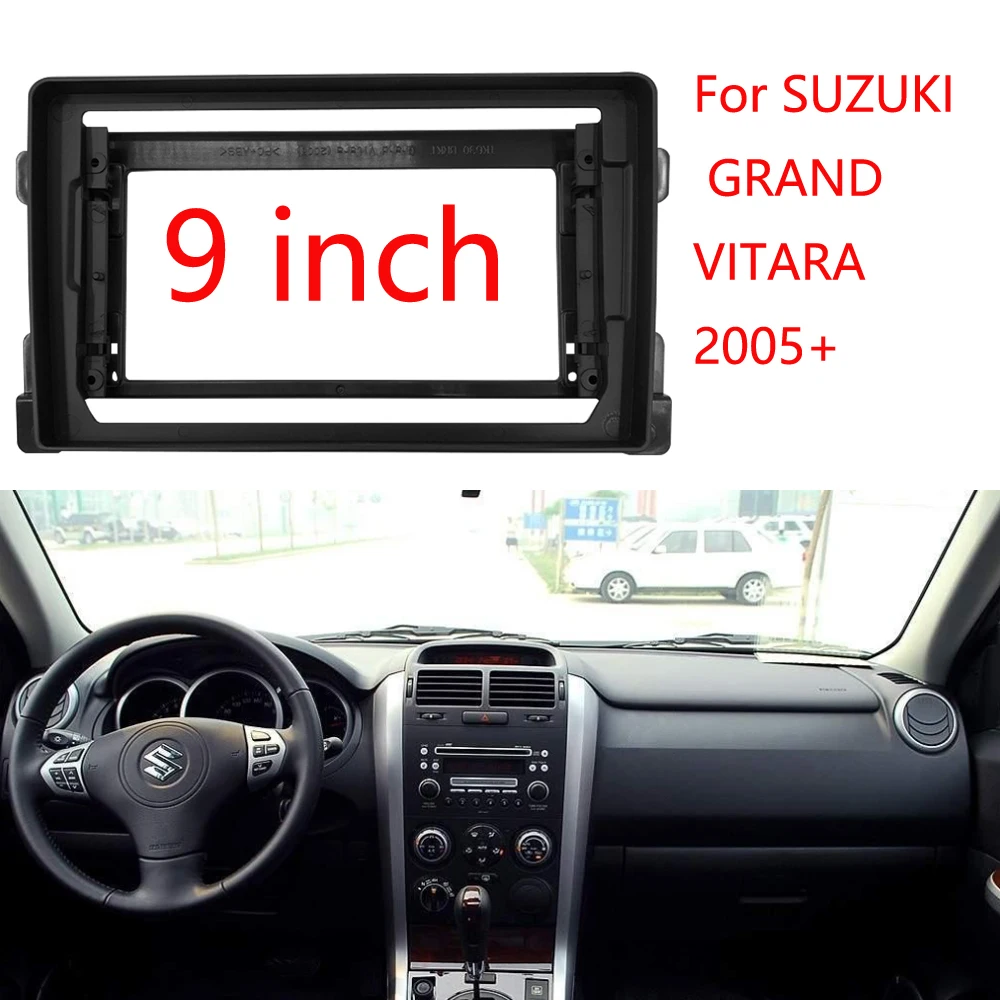 

1din 2Din Car DVD Only Frame Audio Fitting Adaptor Dash Trim Kits Facia Panel 9inch For SUZUKI GRAND VITARA 2005+ Radio Player