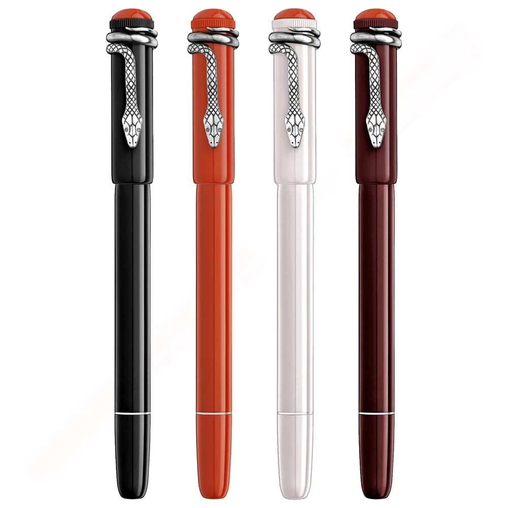 

MSS Red&Black Inheritance Series Metal Silver Classic MB Rollerball Ballpoint Pen With Exquisite Snake Clip Writing Smooth