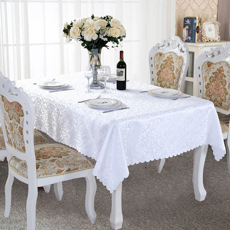 Eco-friendly Rectangle Jacquard Tablecloth Fabric For Wedding Restaurant Recycled Modern