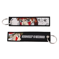 anime girl key chain for motorcycles cars men key fobs holder key ring embroidery key tag accessories collections for gifts