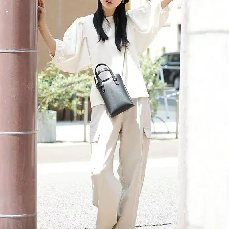 Лето 2023 новая простая повседневная однотонная свободная футболка с круглым