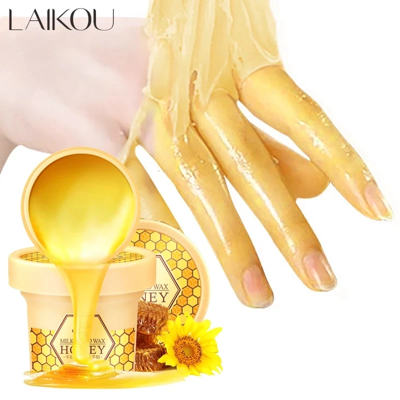 

LAIKOU 120g Milk Honey Hand Mask Whitening Moisturizing Repair Exfoliating Calluses Hand Wax Filming Anti-Aging Hand Skin Cream