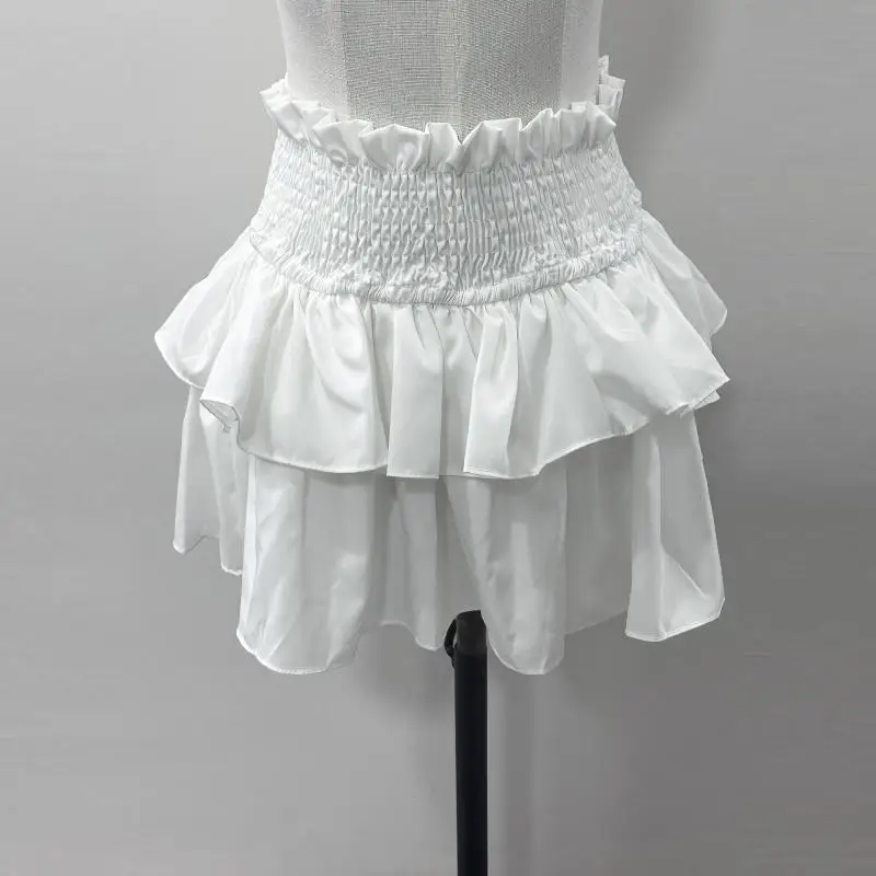 Женская Пышная юбка с завышенной талией белая плиссированная короткая