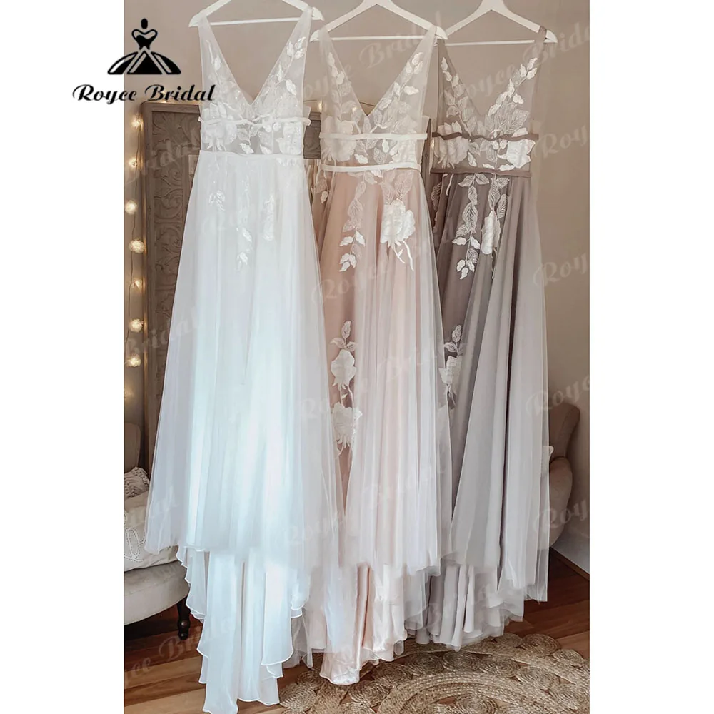 

Floral Lace V Neck Boho Bohemian Summer Beach A Line Wedding Dress 2023 Women Bridal Wedding Gowns Trouwjurk vestido casamento