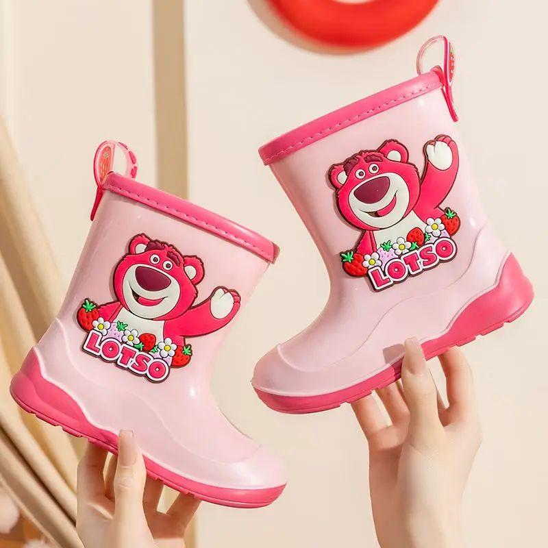 Детские Нескользящие ботинки с мультипликационным рисунком клубничный Медведь