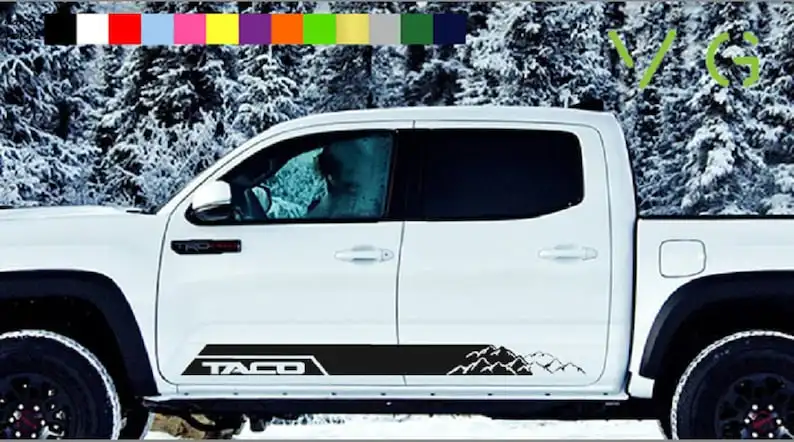 

Toyota Tacoma "TACO" Vinyl Side Decal Sticker Graphics Kit x2 ANY COLOR