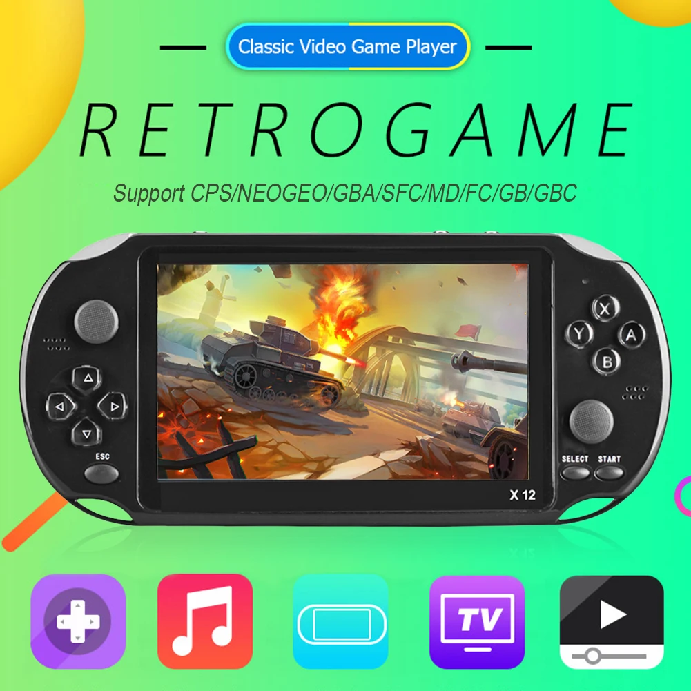 

Мини-Консоль игровая портативная, 5,1 дюйма, 2500 встроенных игр, 8 Гб