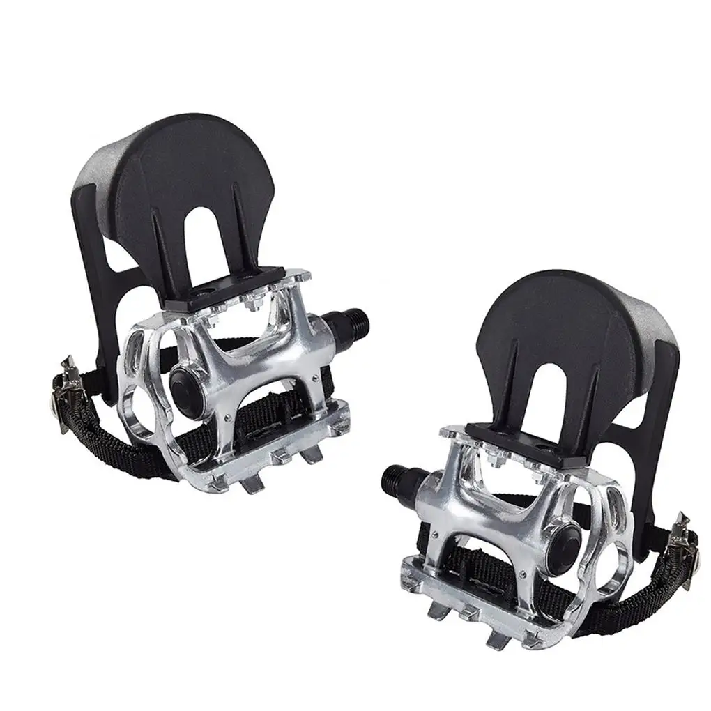 

1 Pair Exercise Bike Nonslip Pedals Spinning Bicycles Flat Platform Footboards with Strap Repair Maintenance 1 2