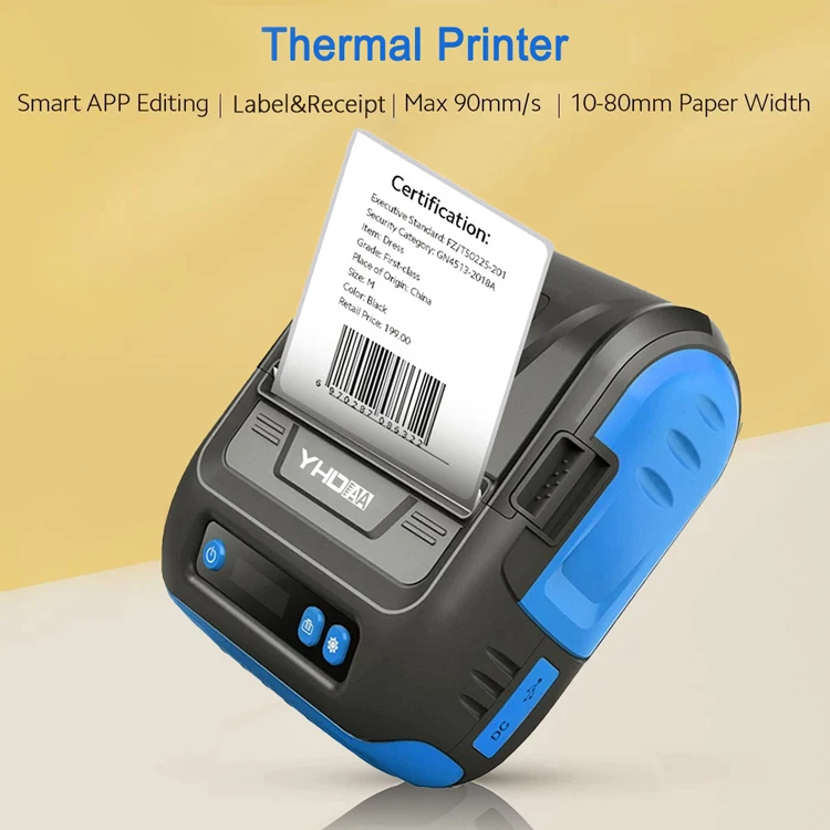 80-миллиметровый термопринтер штрих-кодов Принтер для купюр и наклеек с синим