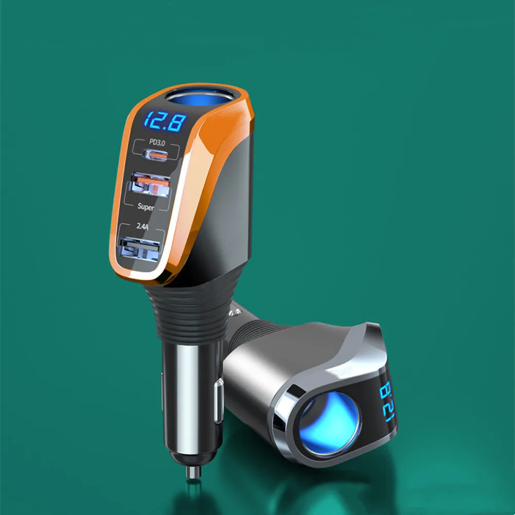 

66W Car Charger Smart Fast Charging Dual USB PD20W 12-24V Car Power Adapter Conversion Plug Of Vehicle Cigarette Lighter