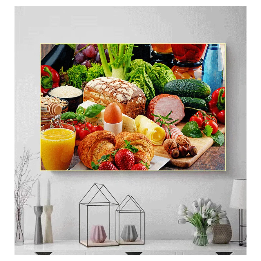 

Скандинавские плакаты и принты, настенные картины с изображением еды, Современная гостиная, зерна, искусственная кожа, кухня, картины на хол...