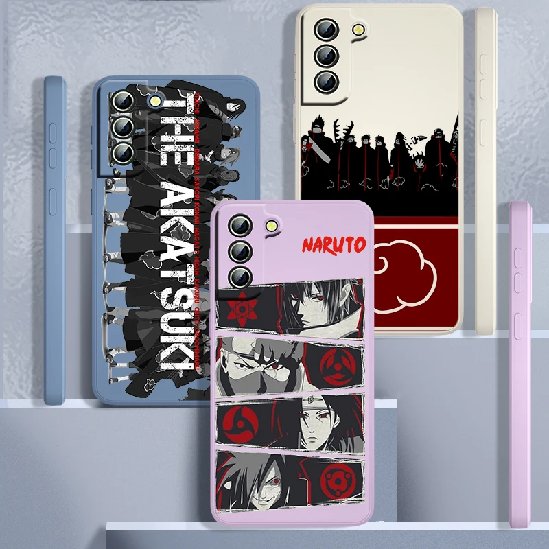 

Anime Naruto Akatsuki Organization For Samsung Galaxy S22 S21 S20 FE S10 Note 20 10 Ultra Lite Plus Liquid Rope Phone Case Cover