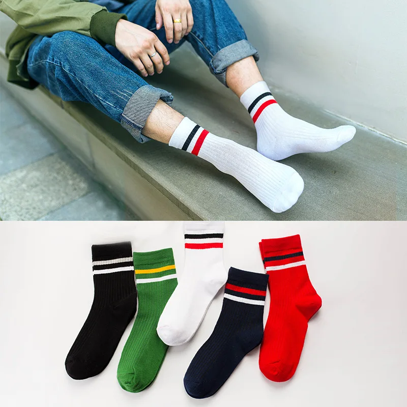 

Хлопковые мужские носки DOIAESKV, лидер продаж, модные новые Повседневные Дышащие активные носки, высококачественные мужские школьные полосатые короткие носки для мальчиков